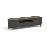 Masseno TV-Schrank ZELOS 177,2 cm Fernsehschrank mit 1 Schubladen und 2 Türen TV-Lowboard für Wohnzimmer Modern 177,2x40x51,6 cm Schwarz