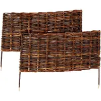 Relaxdays Beeteinfassung, Weide, 2er Set, HxB: 30 x 60 cm, zum Stecken, Beet & Rasen, niedrige Beetumrandung, braun