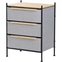 ML-Design Kommode 3 Schubladen Stoff 58x78x42,5 cm Grau, Schubladenschrank mit MDF-Platte & Stahlrahmen, Aufbewahrungssystem