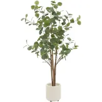 ML-Design Künstliche Eukalyptus 120 cm mit Naturholzstamm Outdoor