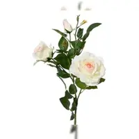 Décoris Künstliche Rose 3-köpfig mit Stiel 77cm - Kunstblumen Seidenblumen Dekoblumen Blumendeko Stielblumen Blumen Deko Hochzeit Valentinstag Kunstrose Weiß