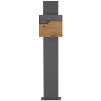 ML-Design ECD Germany Standbriefkasten Anthrazit Edelstahl 170 cm mit Zeitungsfach, Postkasten Holzoptik, pulverbeschichteter Stahl