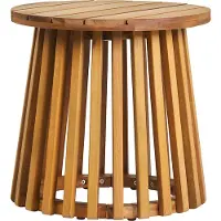 Miliboo - Runder niedriger Gartentisch aus Massivholz D40 cm NASSAU
