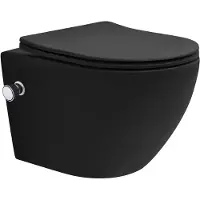 LuxeBath Spülrandloses Wand Hänge-WC mit Bidet-Funktion, Schwarz, kurz, Tornadospülung