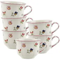 Villeroy & Boch Tasse "Frühstückstassen Petite Fleur 260 ml 6er Set weiß", weiß, B:10,2cm H:7,3cm Ø:10,2cm, Porzellan, Trinkgefäße, Tasse, Spülmaschinengeeignet, Mikrowellengeeignet