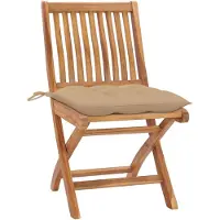 vidaXL Gartenstühle 2 Stk. mit Beige Kissen Massivholz Teak