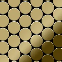 ALLOY Mosaik Fliese Massiv Metall Titan Hochglänzend Gold 1,6mm Stark Medallion-ti-gm 1 Paket mit 10 Matten 0,73 m2 Gold
