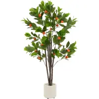 ML-Design Künstlicher Orangenbaum 130 cm, Kunstbaum mit Früchten im Topf, für Innen & Außen