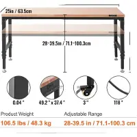 OEM Mobile Werkbank, Höhenverstellbar, Robuste Konstruktion, 72 x 25 in 3000lbs