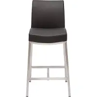 Miliboo - Barhocker Aluminium gebürstet Polyurethanschwarz (2er-Set) OLLY