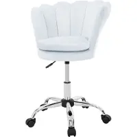 ML-Design Bürostuhl aus Samt Hellblau, Schminktisch Stuhl mit Muschel-Rückenlehne, Drehstuhl mit Rollen, Schreibtischstuhl höhenverstellbar Drehhocker