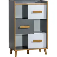 Masseno Kommode FIABA 90 cm Sideboard mit 3 Schubladen für Wohnzimmer Schlafzimmer Modern 90x42x135,4 cm Anthrazit / Weiß