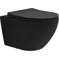 LuxeBath Spülrandloses Wand Hänge-WC, Schwarz, lang, Tornadospülung, mit Nano Beschichtung