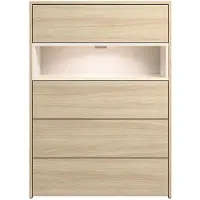 Masseno Kommode BALYR 79,8 cm Sideboard mit 4 Schubladen für Wohnzimmer Schlafzimmer Modern 79,8x40x111 cm Eiche Helle / Beige