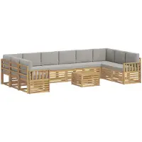 vidaXL Outdoor-Sofagarnitur 8 Stk. Weiß und Hellgrau Polyester