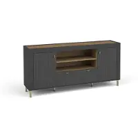 Masseno Kommode ZELOS 177,2 cm Sideboard mit 1 Schubladen und 2 Türen für Wohnzimmer Schlafzimmer Modern 177,2x40x83,6 cm Schwarz