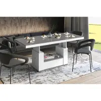 Designimpex Design Couchtisch Tisch HM-111 Hochglanz Schublade höhenverstellbar ausziehbar Esstisch