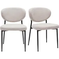 Miliboo - Stühle aus beigem samttexturiertem Stoff und schwarzem Metall (Set von 2) BREKA