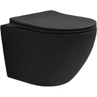 LuxeBath Spülrandloses Wand Hänge-WC, Schwarz, kurz, Tornadospülung, mit Nano Beschichtung