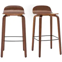 Miliboo - Vintage-Barhocker Walnussfarben H68 cm (2er-Set) OBRA
