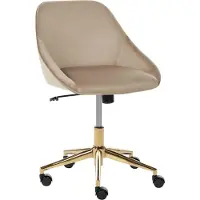 Beliani Bürostuhl Taupe Samtbezug Bremsbare Rollen Gasdruckfeder Höhenverstellbar Drehbar Ohne Armlehnen Modern Drehstuhl Arbeitshocker