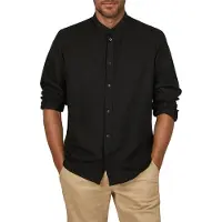 DENIMFY Leinenhemd Herren Langarm Regular Fit DFJesper Regular Fit Schwarz XL