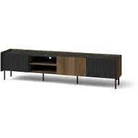 Masseno TV-Schrank KREON 200 cm Fernsehschrank mit 3 Türen TV-Lowboard für Wohnzimmer Modern 200x40x47,1 cm Braun / Schwarz