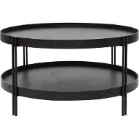 Miliboo - Runder Couchtisch aus Eiche schwarz und Metall D80 cm TWICE