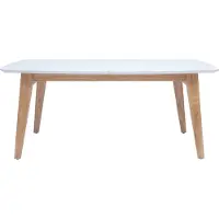Miliboo - Ausziehbarer Esstisch rechteckig aus hellem Eichenholz und weißem Holz mit integrierten Verlängerungen L180-230 cm FIFTIES