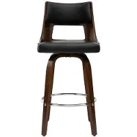 Miliboo - Vintage-Barhocker Schwarz und dunkles Holz GARBO