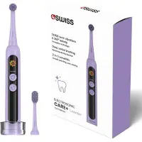 4Swiss ST216 Elektrische Schallzahnbürste Lavendel - LCD Display 12 Modi Hybrid Technologie Rotation Timer 30 Tage Akku IPX7 Zahnreinigung