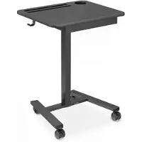 Di volio Mobiler Schreibtisch DOZIA höhenverstellbar mit Gasfeder, kleiner Walking Pad Tisch mit Rollen, Computertisch mit Tabletfach & Getränkehalter (schwarz)