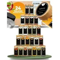 CLIDOR Gewürzgläser aus Glas, inkl. 248 Etiketten, eckig, mit Bambusdeckel und Streueinsätzen, 125 ml, 24 Stück