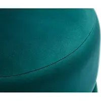Miliboo - Runder Samtpouf in Petrolblau und Goldmetall D40 cm JOY
