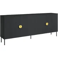 Masseno Kommode AXIS 213,2 cm Sideboard mit 4 Türen für Wohnzimmer Schlafzimmer Modern 213,2x40x87,6 cm Schwarz