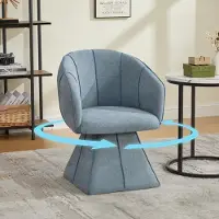 MODFU Einzelner Drehstuhl Polsterstuhl mit hoher Rückenlehne ergonomisches Design Muschelform Chenille Loungesessel geeignet für Erwachsene und Jugendliche Blau
