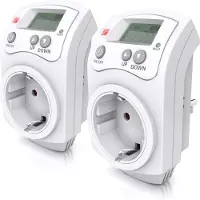 Bearware 2x Steckdosen-Thermostat, max. 3680 W, programmierbar von 5°-30°C LCD Display mit Statusanzeige