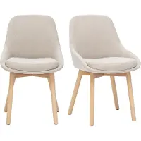 Miliboo - Skandinavische Stühle aus beigem Samtstoff und hellem Massivholz (2er Set) HOLO
