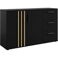 Masseno Kommode TECTONIC 119,8 cm Sideboard mit 3 Schubladen und 2 Türen für Wohnzimmer Schlafzimmer Modern 119,8x35x72,7 cm Schwarz