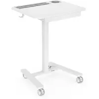 Di volio Mobiler Schreibtisch DOZIA höhenverstellbar mit Gasfeder, kleiner Walking Pad Tisch mit Rollen, Computertisch mit Tabletfach & Getränkehalter (weiß)