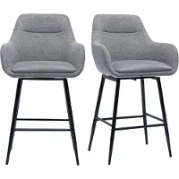 Miliboo - Schwenkbare Barhocker 360° in hellgrauem Samt-Effekt Stoff und Metall H65.5 cm (2er-Set) ALESS