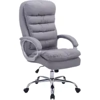 DELUKE Bürostuhl SOUK Stoff - 116x68x77, Grau | Stoff | Metall in Chromoptik Gestell | ergonomische Bürostühle Homeoffice Stuhl mit Rollen