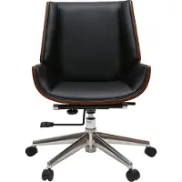 Miliboo - Design-Bürosessel dunkles Holz und Schwarz CURVED