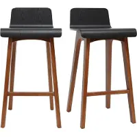 Miliboo - Skandinavischer Barhocker in Schwarz und Walnuss H65 cm (2er-Set) BALTIK