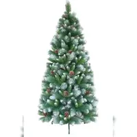 Tarrington House Weihnachtsbaum, Metall/PVC, Ø 110 x 210 cm, zusammenklappbar, grüne und weiße Spitzen mit Tannenzapfen