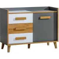 Masseno Kommode FIABA 120 cm Sideboard mit 3 Schubladen und 1 Türen für Wohnzimmer Schlafzimmer Modern 120x46x89,5 cm Anthrazit / Weiß
