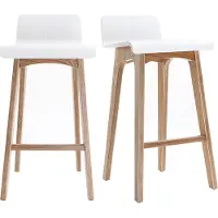 Miliboo - Skandinavischer Barhocker in Weiß mit hellem Holz H65 cm (2er-Set) BALTIK