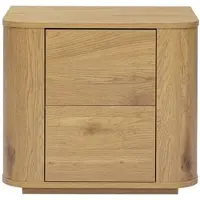 Miliboo Nachttisch mit Stauraum 2 Schubladen helles Holzfurnier Eiche NEGAN