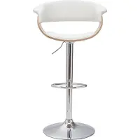 Miliboo - Designer-Barhocker höhenverstellbar weiß und helles Holz OKTAV