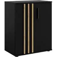 Masseno Kommode TECTONIC 60 cm Sideboard mit 2 Türen für Wohnzimmer Schlafzimmer Modern 60x35x72,7 cm Schwarz
